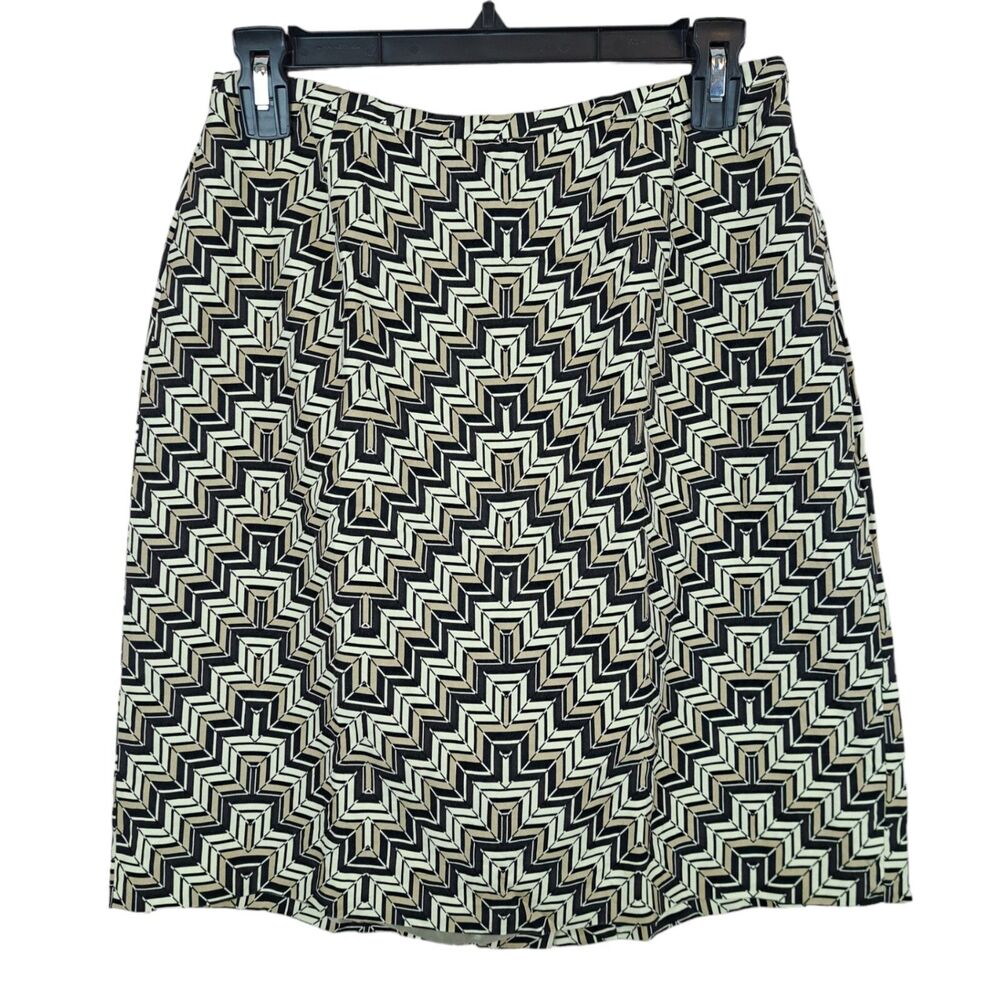 Vintage Ann Taylor Silk with Wool Blend Chevron Print Pencil Skirt Size 6 - Picture 1 of 11